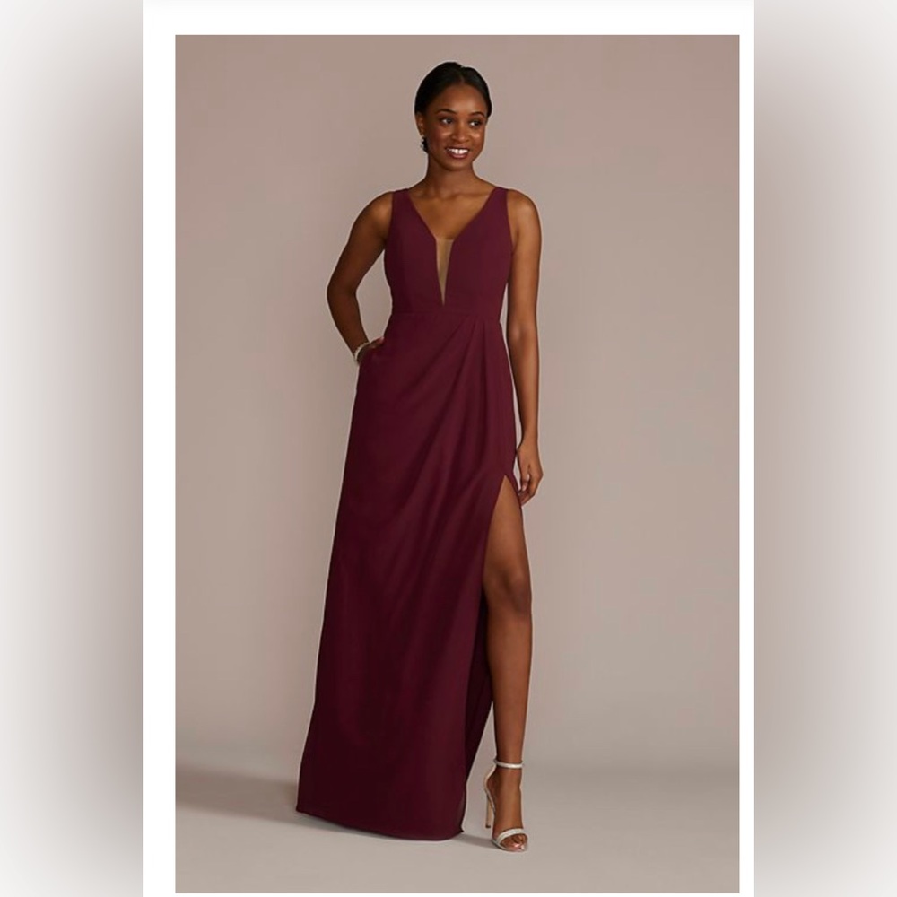 chiffon illusion cutouts bridesmaid dress